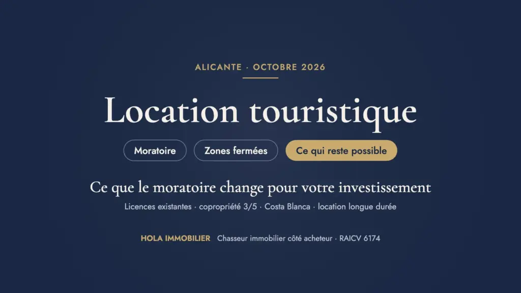 Location touristique à Alicante en 2026 : moratoire, zones fermées, ce qui reste possible